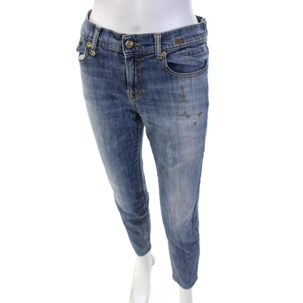 R13 Womens Ankle Cropped Mid-Rise Blue Jeans Size 27